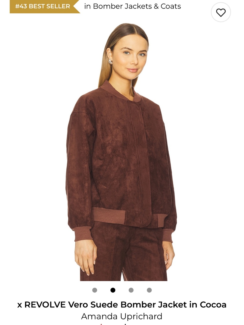 Amanda Uprichard x Revolve Vero Suede Bomber Jacket Brand New - Picture 2 of 6